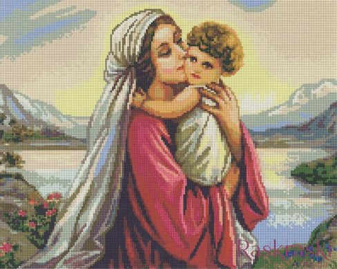 Картина стразами Богородица с младенцем Алмазная мозаика (OSF028, Без подрамника) фото интернет-магазина Raskraski.com.ua