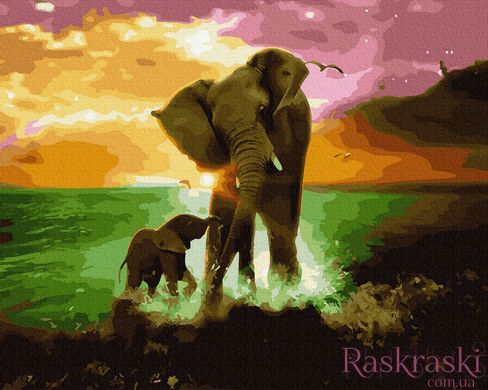 Полотно для малювання Ігри слонів (BRM30972) фото інтернет-магазину Raskraski.com.ua