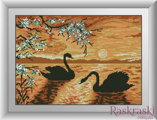 Алмазная вышивка Вечер на озере (лебеди) Dream Art (DA-30733, Без подрамника) фото интернет-магазина Raskraski.com.ua