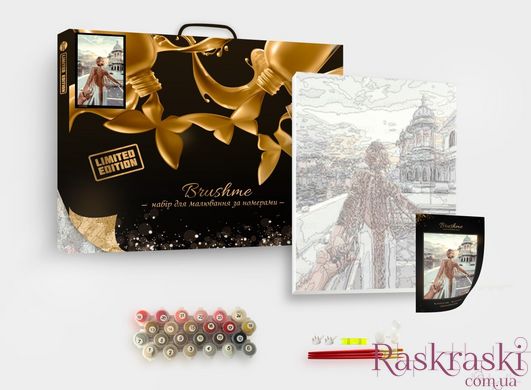 Картина по номерам Девушка с двойным латте (PGX36701) Brushme Premium фото интернет-магазина Raskraski.com.ua