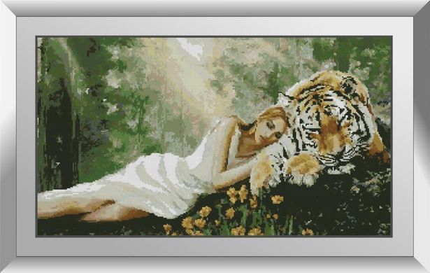 Алмазная живопись Девушка с тигром Dream Art (DA-31168, Без подрамника) 42 x 75 см фото интернет-магазина Raskraski.com.ua
