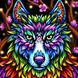 Алмазная вышивка Красочный волк ТМ Алмазная мозаика (DMF-409, На подрамнике) — фото комплектации набора