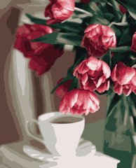 Картина по цифрам Кофе и тюльпаны (ART-B-1986) Artissimo фото интернет-магазина Raskraski.com.ua