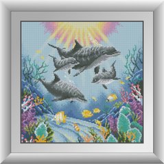 Картина алмазная вышивка Семейство дельфинов Dream Art (DA-30659, Без подрамника) фото интернет-магазина Raskraski.com.ua