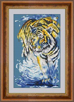 Алмазна вишивка Тигр в море (квадратні камені, повна зашивання) Dream Art (DA-30479) 29 х 45 см фото інтернет-магазину Raskraski.com.ua