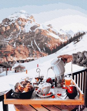 Картина по номерам Завтрак у Швейцарских гор (PGX26239) Brushme Premium фото интернет-магазина Raskraski.com.ua