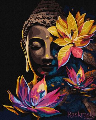 Картина за номерами Будда з лотосами з фарбами металік extra ©art_selena_ua (KHO5103) Ідейка (Без коробки)