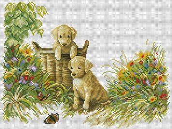 Картина мозаїка Грайливі цуценята (30 х 40 см) Dream Art (DA-31850) 30 х 40 см фото інтернет-магазину Raskraski.com.ua