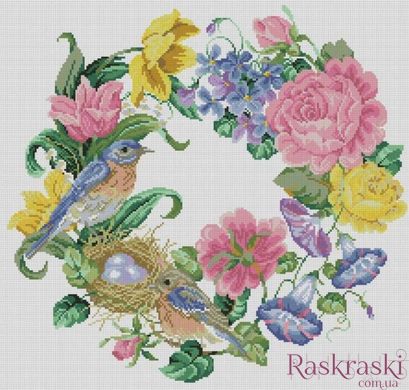 Набір алмазної вишивки Сині птахи у квітах (53 х 56 см) Dream Art (DA-31849) фото інтернет-магазину Raskraski.com.ua