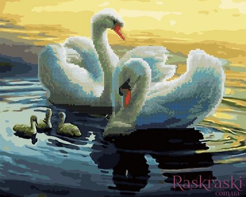 Алмазна картина Лебеді на ставку (BGZS1096) Rainbow Art фото інтернет-магазину Raskraski.com.ua