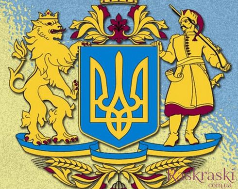 Картина из страз Большой герб Украины ТМ Алмазная мозаика (DMF-430, На подрамнике) фото интернет-магазина Raskraski.com.ua