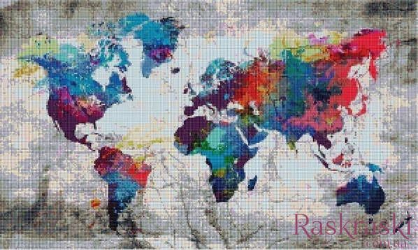 Картина из страз Карта мира ColorArt (CLR-PSS816, На подрамнике) фото интернет-магазина Raskraski.com.ua