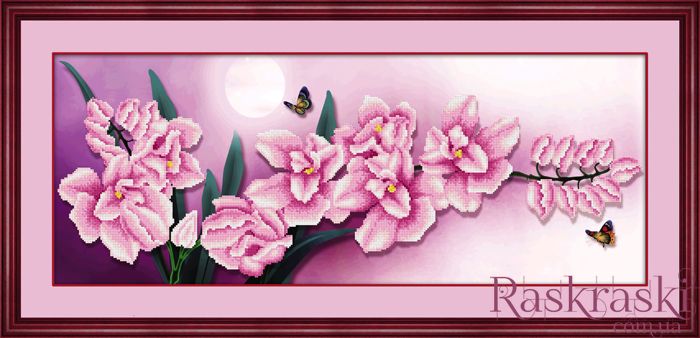 Алмазна вишивка Рожеві квіти Lasko (5D-024) фото інтернет-магазину Raskraski.com.ua