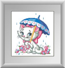 Набор алмазная мозаика Кошка под зонтиком (полная зашивка, квадратные камни) Dream Art (DA-30183, Без подрамника) фото интернет-магазина Raskraski.com.ua