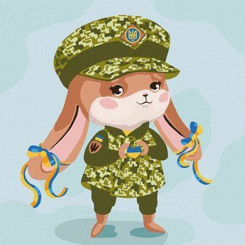 Картина по номерам Зайка-защитница &copy;Екатерина Валерьева (KHO2403) Идейка (Без коробки) 30 х 30 см