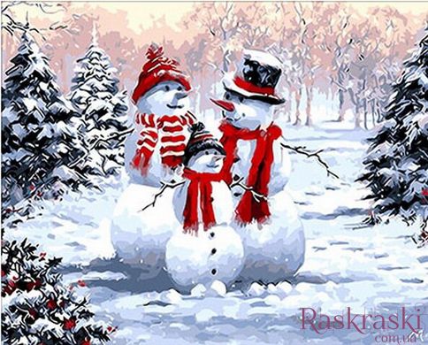 Картина по номерам Семейство снеговиков (MR-Q294) Mariposa фото интернет-магазина Raskraski.com.ua