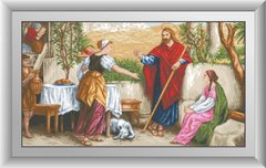 Картина алмазная вышивка Иисус, Марфа и Мария (квадратные камни, полная зашивка) Dream Art (DA-30481, Без подрамника) фото интернет-магазина Raskraski.com.ua