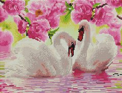 Алмазна мозаїка Пара лебедів у квітах ColorArt (CLR-PST453) фото інтернет-магазину Raskraski.com.ua