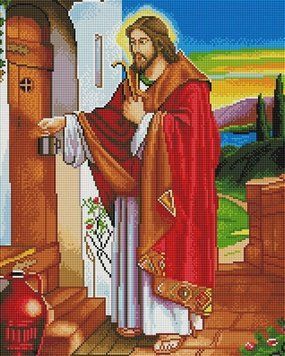 Алмазна мозаїка Ісус стукає в двері Алмазна мозаїка (OSF040) 40 х 50 см фото інтернет-магазину Raskraski.com.ua