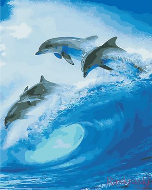 Картина за номерами Зграя дельфінів (AS0871) ArtStory фото інтернет-магазину Raskraski.com.ua