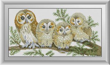 Картина мозаїка Сім'я сов Dream Art (DA-30546) 25 х 48 см фото інтернет-магазину Raskraski.com.ua