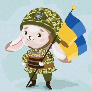 Картина по номерам Зайчик-защитник &copy;Екатерина Валерьева (KHO2402) Идейка (Без коробки) 30 х 30 см