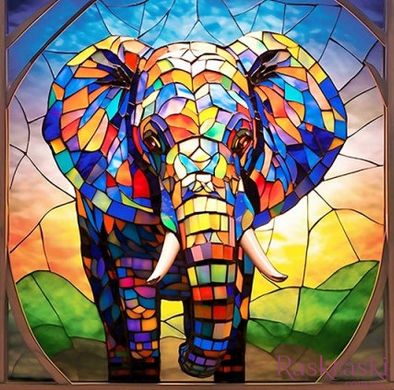 Алмазна картина Різнобарвний слон ТМ Алмазна мозаіка (DMF-437) фото інтернет-магазину Raskraski.com.ua