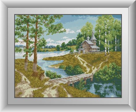 Картина стразами Часовня на берегу Dream Art (DA-30921, Без подрамника) 46 x 59 см фото интернет-магазина Raskraski.com.ua