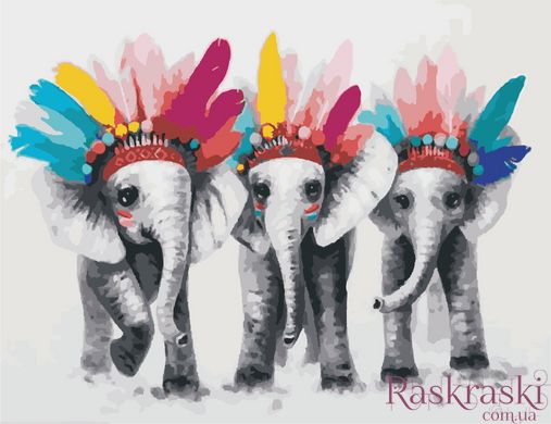 Картина по номерам Три слона (AS0971) ArtStory фото интернет-магазина Raskraski.com.ua