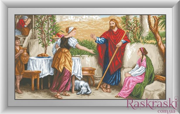 Картина алмазная вышивка Иисус, Марфа и Мария (квадратные камни, полная зашивка) Dream Art (DA-30481, Без подрамника) фото интернет-магазина Raskraski.com.ua
