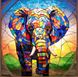Алмазная картина Разноцветный слон ТМ Алмазная мозаика (DMF-437, На подрамнике) — фото комплектации набора
