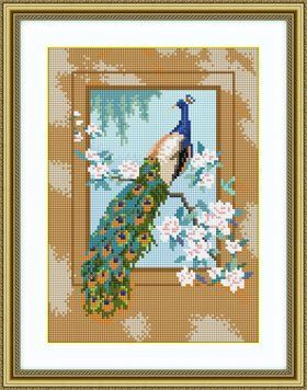 Алмазная вышивка Павлин (квадратные камни, полная зашивка) Dream Art (DA-30327, Без подрамника) 23 х 32 см фото интернет-магазина Raskraski.com.ua