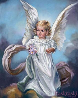 Картина алмазная вышивка Ангел с цветами ТМ Алмазная мозаика (DM-158, Без подрамника) фото интернет-магазина Raskraski.com.ua