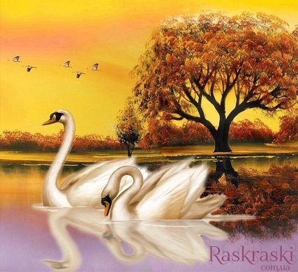 Картина из мозаики Лебеди на пруду ТМ Алмазная мозаика (DM-259, Без подрамника) фото интернет-магазина Raskraski.com.ua