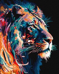 Картина за номерами Граціозний лев з фарбами металік extra ©art_selena_ua (KHO6517) Ідейка (Без коробки)