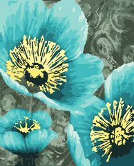 Раскраска по цифрам Голубые цветы (с золотой краской) (ART-B-3301) Artissimo фото интернет-магазина Raskraski.com.ua