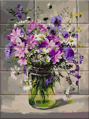 Картина за номерами на дереві Букет лугових квітів (ASW084) ArtStory фото інтернет-магазину Raskraski.com.ua