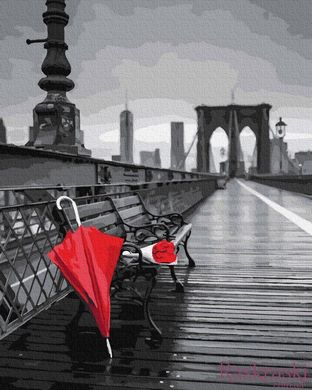 Картини за номерами Червоний зонт на мосту (BRM30656) фото інтернет-магазину Raskraski.com.ua