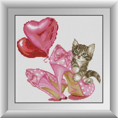 Картина мозаика Котенок в туфельках (квадратные камни, полная зашивка) Dream Art (DA-30483, Без подрамника) 41 х 41 см фото интернет-магазина Raskraski.com.ua