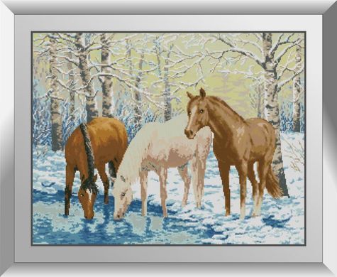 Алмазна картина Коні біля річки Dream Art (DA-31173) 52 x 67 см фото інтернет-магазину Raskraski.com.ua