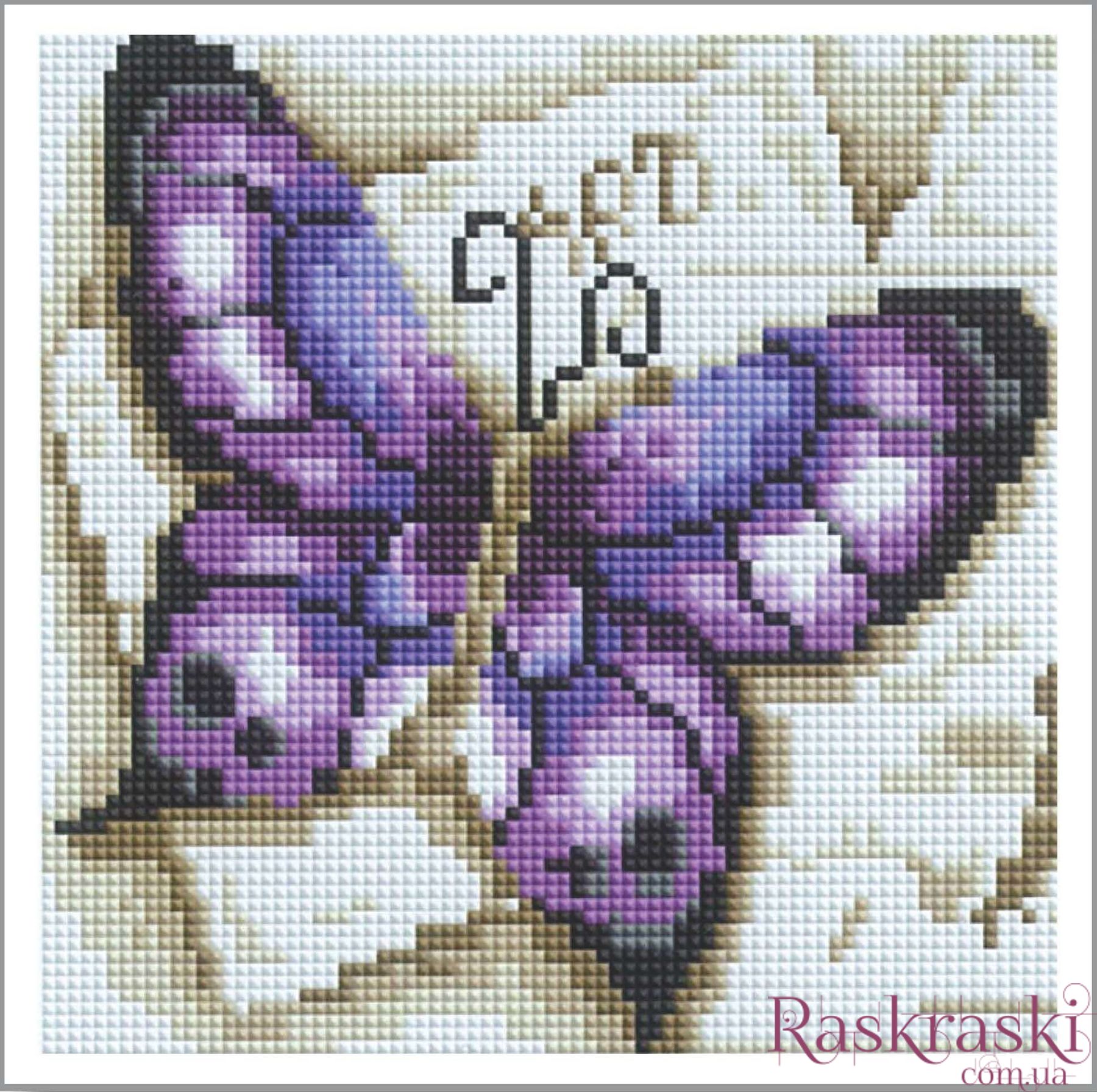 Вышивка фиолетовая бабочка