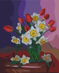 Картина за номерами Букет тюльпанів та нарцисів ©Valentyna Ivanova (BS53486) (Без коробки)