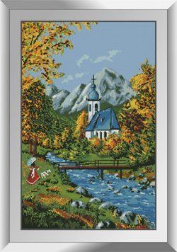 Алмазная картина Церковь в горах Dream Art (DA-31206, Без подрамника) 42 x 65 см фото интернет-магазина Raskraski.com.ua
