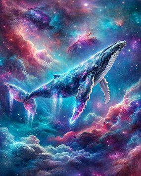 Картина из страз Космический кит с голограмными стразами My Art (MRT-TNG1735, На подрамнике) 40 х 50 см фото интернет-магазина Raskraski.com.ua