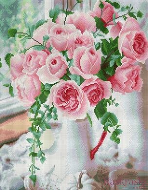 Алмазная вышивка Букет из нежных роз. BrushMe (GF5455, На подрамнике) фото интернет-магазина Raskraski.com.ua