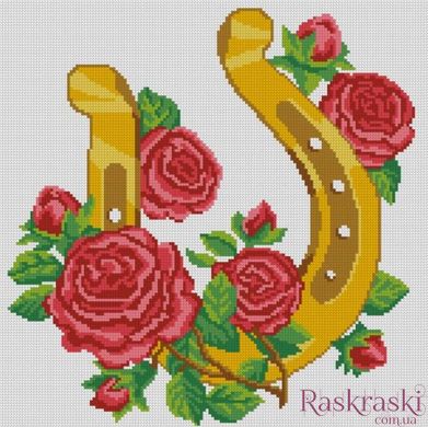 Алмазна мозаїка Підкова з трояндами (38 х 38 см) Dream Art (DA-31528) фото інтернет-магазину Raskraski.com.ua