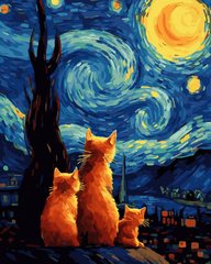 Живопись по номерам Кошки звездной ночи (ANG595) (Без коробки)