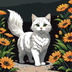 Картина за номерами Кіт у квітах. ДВП (AS2051) ArtStory (Без коробки)