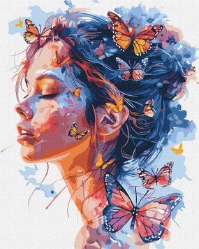 Раскраска по номерам Девушка и бабочки &copy;art_selena_ua (KH8458) Идейка 40 х 50 см фото интернет-магазина Raskraski.com.ua