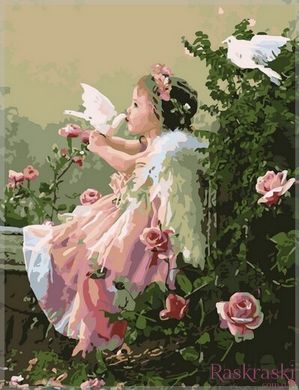 Раскраска для взрослых Ангелочек с голубями (VP033) Babylon фото интернет-магазина Raskraski.com.ua